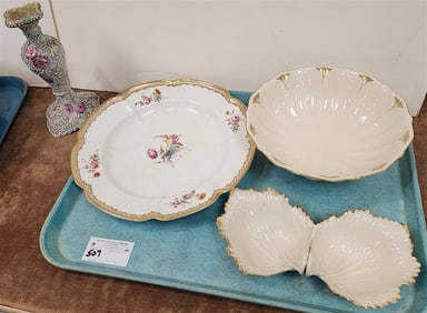 Tray 3 Pc. Lenox - Mayence Platter 12 3/4" Diam., Bowl + 2 Leaf Dish + Miriagi Candlestick 9"