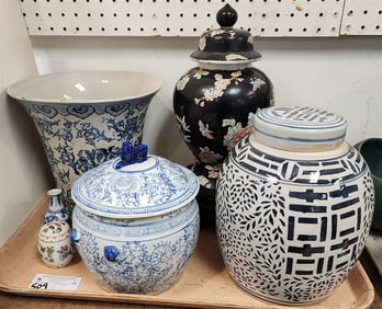 Tray Chinese Ginger Jars, Vases