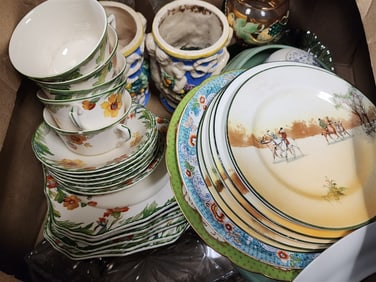 2 Bx's China, Glassware, Art Glass, Lamp Parts, Etc.