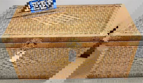 Wicker Trunk Of Linens