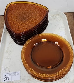 Tray 15pc Amber Glass Plates