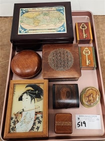 Tray Wooden Dresser Boxes Incl. Hand Made Sgnd Jay O