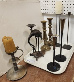 Tray Candlesticks - Bronze, Brass, Pewter