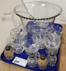 Tray Imperial Glass Candlestick Punch Bowl Set