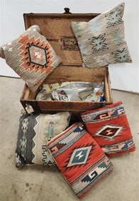 Vict. Dome Top Trunk w/Kilim Pillows