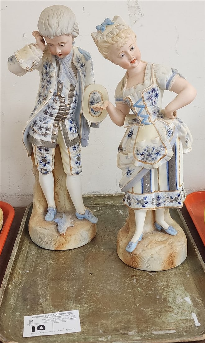 Pr. German Bisque Figurines 15" H: Pr. German Bisque Figurines 15" H