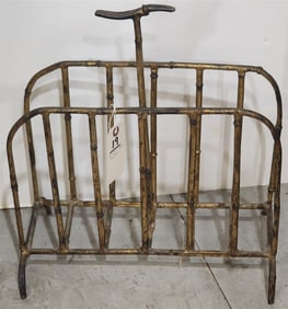 Gilt Wrought Faux Bamboo Magazine Rack 18" H X 16 1/2" W X 6" D