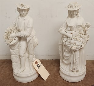 Pr. 19th C Parian Figurines 13"