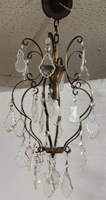 Brass & Crystal Chandelier 21" H X 13" Diam.