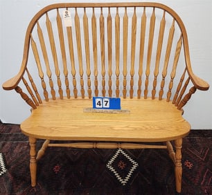 Hand Crafted Montgomery Street Table & Chair Company Binghamton, NY Windsor Bench 40" H X 45" W X 16