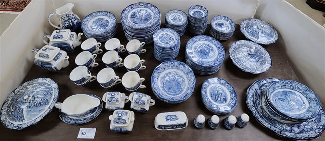 179 Pcs. Liberty Blue Dinner Service