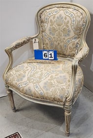Painted Framed Uphols. Armchair 33 1/2" H X 23" W X 18" D