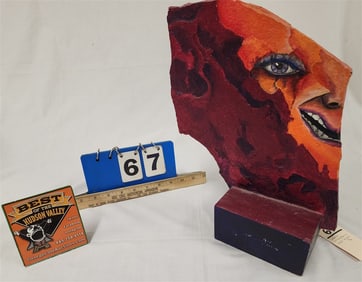 Painted Stone Scultpure Sgnd Varon '96  14" H X 10" W