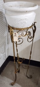 Wrought Stand w/Fiberglass Jardenier 39" H X 14" Diam.