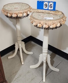 Pr. Ptd. Pedestals w/Fabric Top 29 1/2" H X 12" Diam.