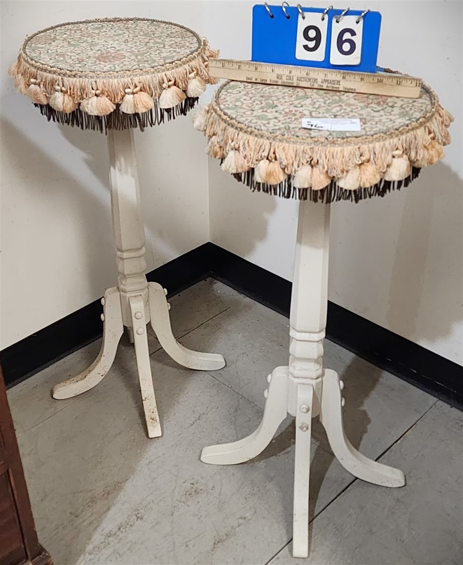Pr. Ptd. Pedestals w/Fabric Top 29 1/2" H X 12" Diam.: Pr. Ptd. Pedestals w/Fabric Top 29 1/2" H X 12" Diam.