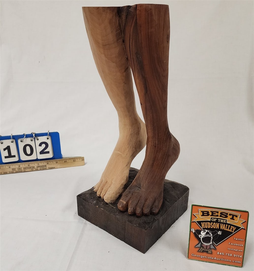 Wooden Sculpture Of Feet By Varon 16 1/2": Wooden Sculpture Of Feet By Varon 16 1/2"