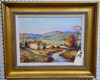 O/P Landscape Scene Near Brandamore PA Sgnd Wayne Morrell 12" X 16" w/Frame 19" X 23"
