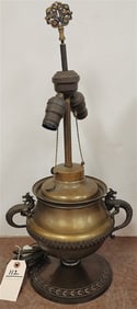 Victorian Bradley & Hubbard Brass Oil Lamp Elec. 23"