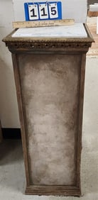 Wooden Pedestal w/Marble Top 3'7" H X 14" Sq.