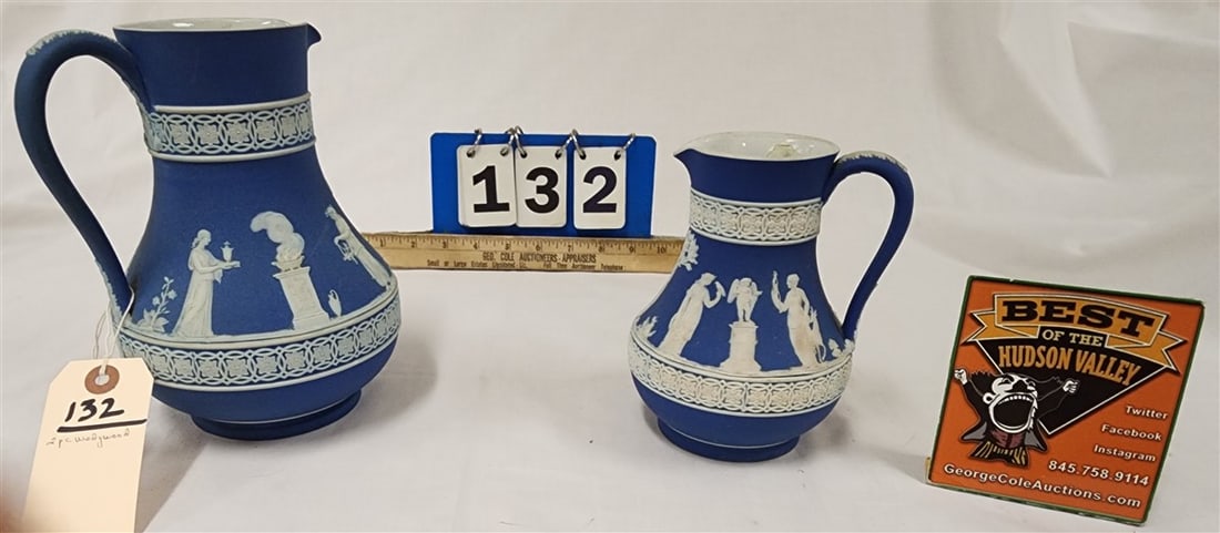 Wedgewood Jasperware Pitcher 8" + Matching Pitcher 6" (1 of 6)