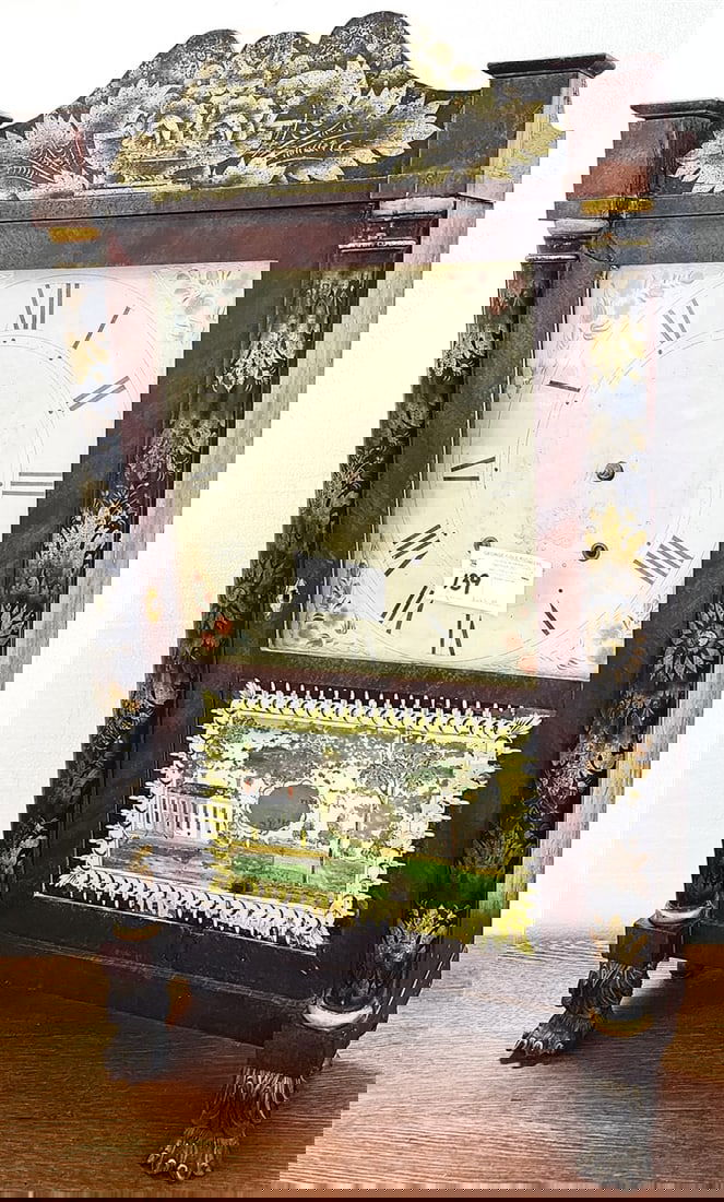 Empire Seth Thomas Pillar & Scroll Clock 29 1/2" H X 17" W X 5" D (Repair On Reverse Painted Panel) (1 of 4)