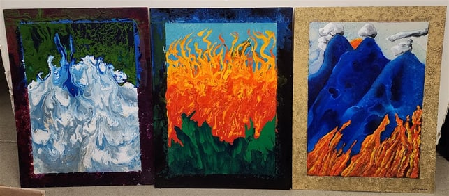 Bx 7 Acrylic On Masonite Abstracts Sgnd Hy Varon