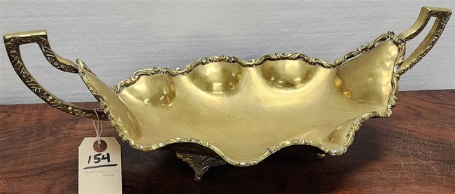 Mexican Brass Double Handle Centerpiece Bowl 7 1/2" H X 22 1/2" W X 10 1/2" D