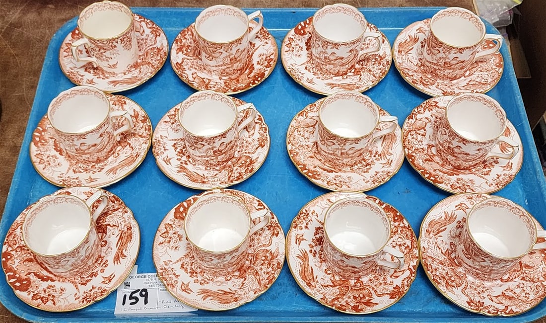 12 Royal Crown Derby (Red Aves) Demitasse Cups & Saucers (Perfect, No Damage): 12 Royal Crown Derby (Red Aves) Demitasse Cups & Saucers (Perfect, No Damage)