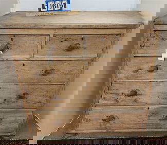 19th C Pine 5 Drawer Chest 40" H X 41" W X 17 1/2" D
