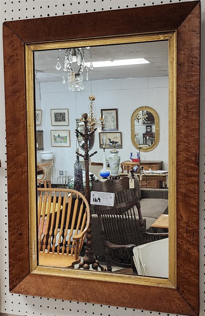 19th C Birdseye Maple Framed Mirror 33" X 23" (1 of 3)