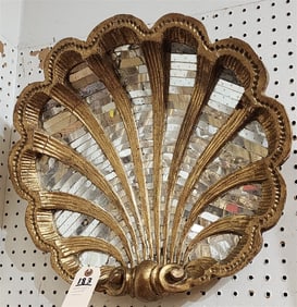 Giltwood & Mirrored Shell Sconce 17 1/2" H X 19 1/2"