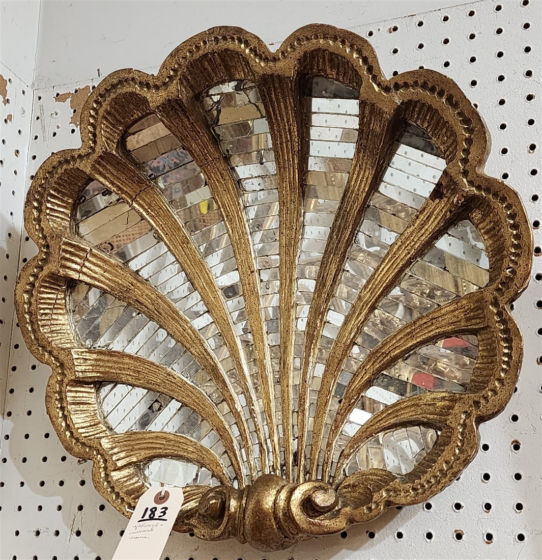 Giltwood & Mirrored Shell Sconce 17 1/2" H X 19 1/2" (1 of 1)