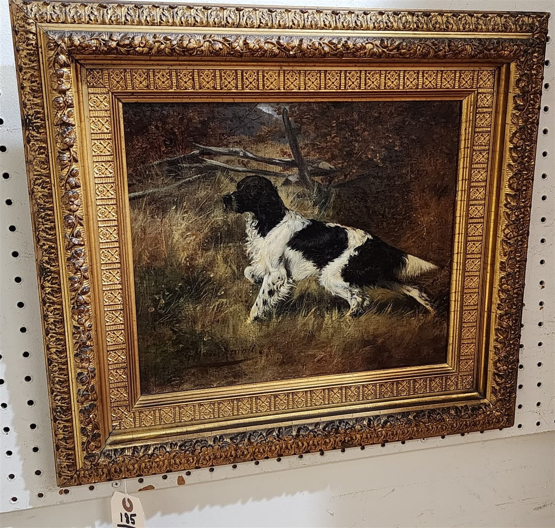19th C O/C English Setter Sgnd Gustav Muss-Arnolt 12 1/2" X 14" w/Frame 18 1/4" X 20 1/2" (1 of 6)
