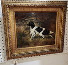 19th C O/C English Setter Sgnd Gustav Muss-Arnolt 12 1/2" X 14" w/Frame 18 1/4" X 20 1/2"