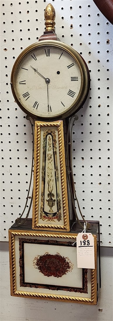 19th C Banjo Clock C1820 Patent Warranted  Wm. Cummens 32 1/2" H X 10" W X 4" D (1 of 9)