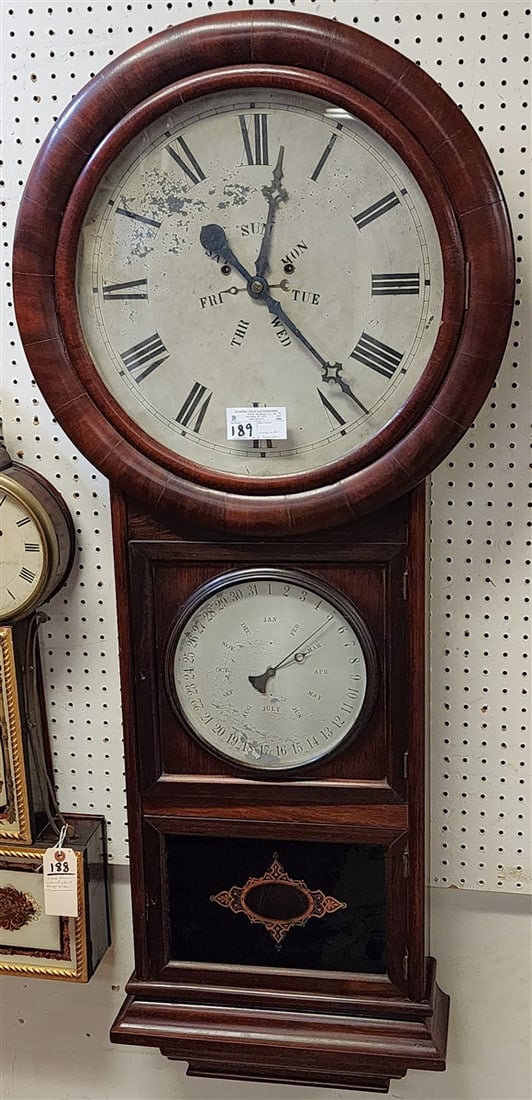 Welch Calendar No. 1 Wall Hanging Regulator 55" H X 23 1/2" W X 6" D (1 of 7)