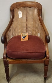 Empire Mahog Armchair w/Wicker Back 36 1/2" H X 22" W x 20" D