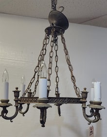 Metal 6 Arm Chandelier 21" H X 24" Diam.