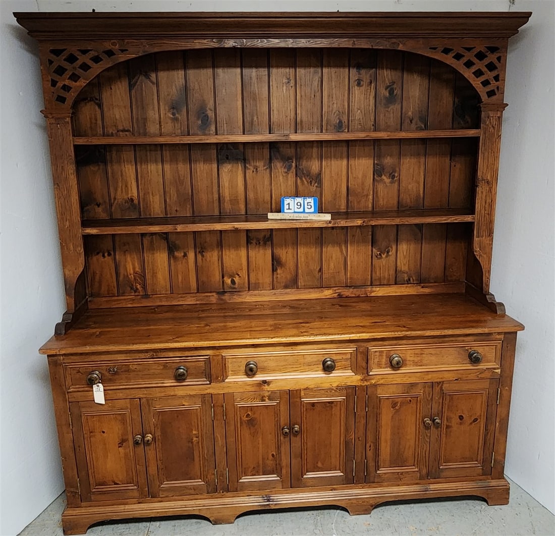 Pine Hutch 3 Drawer Over 6 Door 31" H X 7' W X 23" D: Pine Hutch 3 Drawer Over 6 Door 31" H X 7' W X 23" D