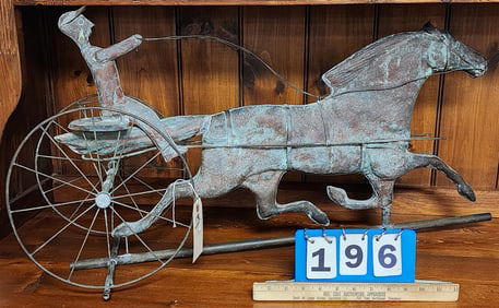 Copper Horse & Sulky Weathervane 17" H X 32" L X 10" W