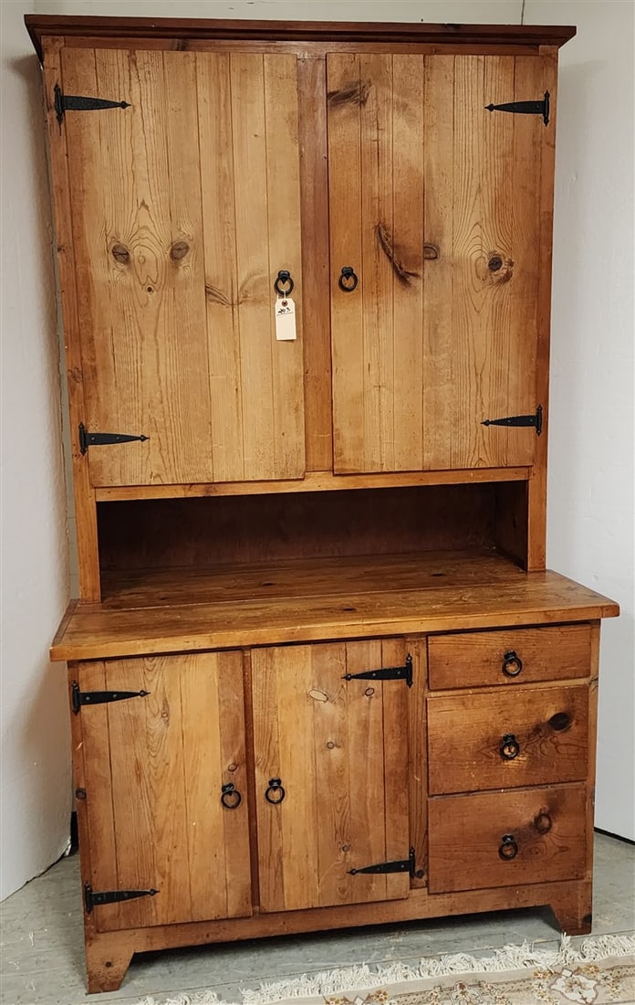 Pine 2 Door Over 2 Door, 3 Drawer Hutch 7' H X 50" W X 25 1/4" D: Pine 2 Door Over 2 Door, 3 Drawer Hutch 7' H X 50" W X 25 1/4" D