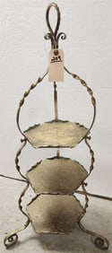 Brass 3 Tier Plate Stand 33" H X 9 1/2" Diam.