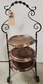 Wrought + Copper 3 Tier Plate Stand 27" H X 10" Diam.