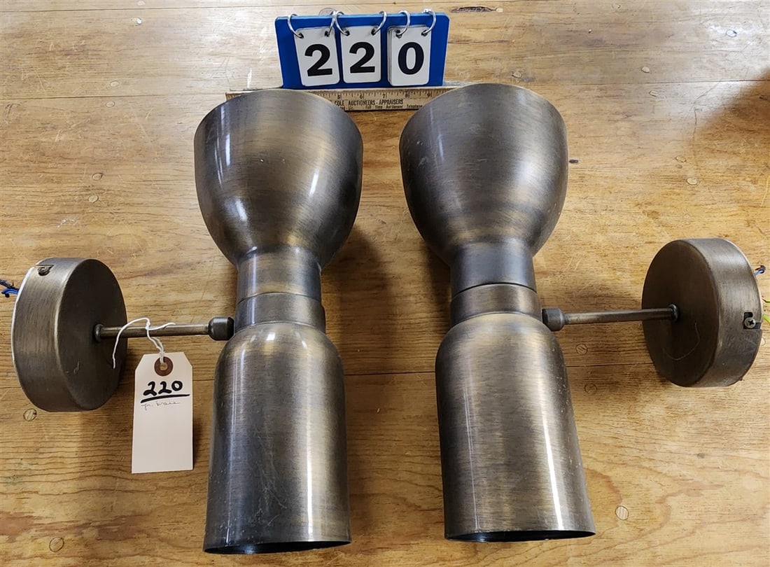 Pr. Modern 2 Light Brass Sconces 13 1/4" H X 6" W X 9 1/2" D (1 of 4)