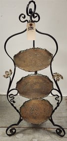 Wrought And Copper Stand 36" H X 14" Diam.