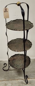 Wrought And Copper Stand 31" H X 10" Diam.
