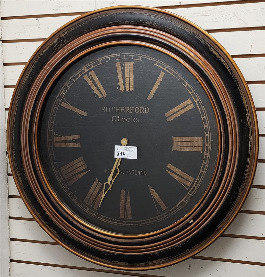 Wooden Framed Battery Operated Wall Clock 31 1/2" Diam.: Wooden Framed Battery Operated Wall Clock 31 1/2" Diam.