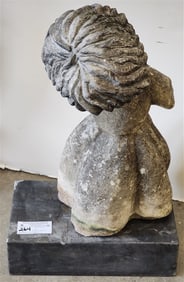 Marble Sculpture 19" On Slate Base 4" H X 14" W X 8 1/2"