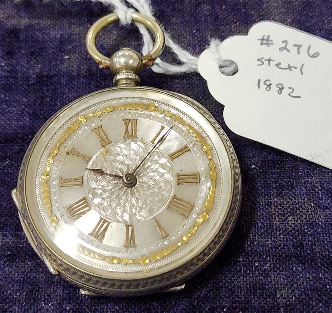 English Sterling  Open Face Pocket Watch 1882 - Not Working (1 of 9)